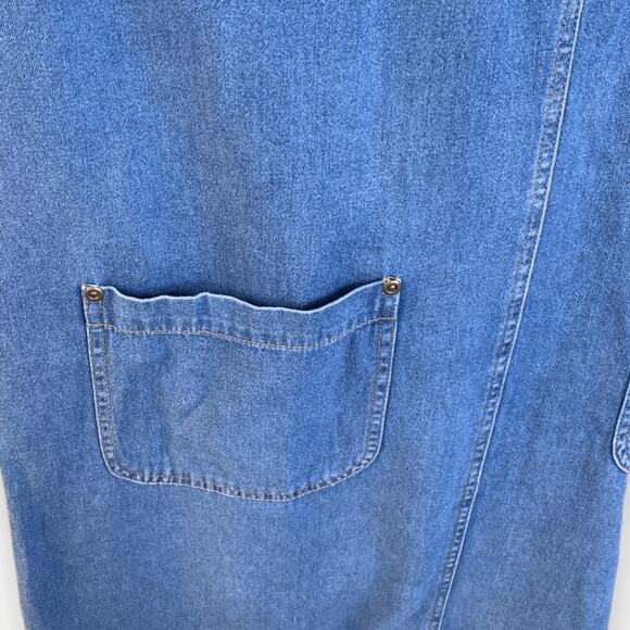 Vintage 90s Boston Classics Denim Jumper Dress Plus Size 16W Blue Jean Pocket - Picture 7 of 11